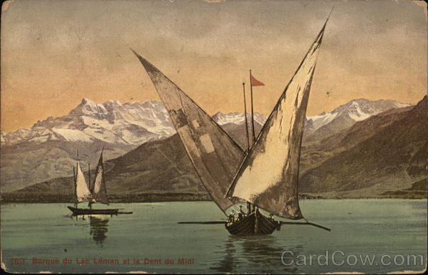 Barque du Lac Leman et la Dent du Midi Switzerland
