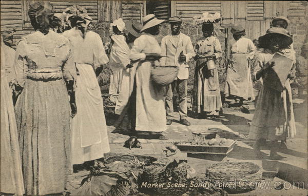 Market Scene Sandy Point St. Kitts Caribbean Islands