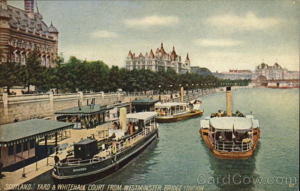 Scotland Yard and Whitehall Court from Westminster Bridge London England