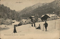 Wintersportplatz em Rissersee "Ski-Heil!" Postcard