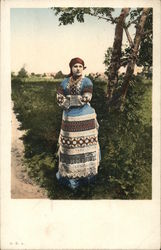 Woman Posing Outside Under Tree Russia Postcard Postcard Postcard