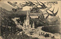 View of Town and Church Postcard