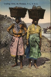 Coaling Girls St. Thomas, U.S. Virgin Islands Caribbean Islands Postcard Postcard Postcard