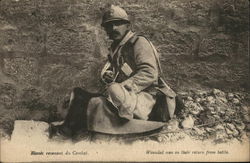 Wounded men on their return from battle Postcard