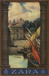 Ships on River Postcard
