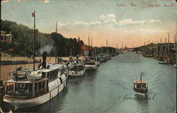 Boats on River Turku, Finland Postcard Postcard Postcard