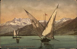 Barque du Lac Leman et la Dent du Midi Switzerland Postcard Postcard Postcard