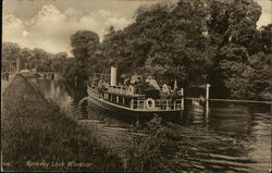 Boat on Romney Lock Windsor, England Berkshire Postcard Postcard Postcard