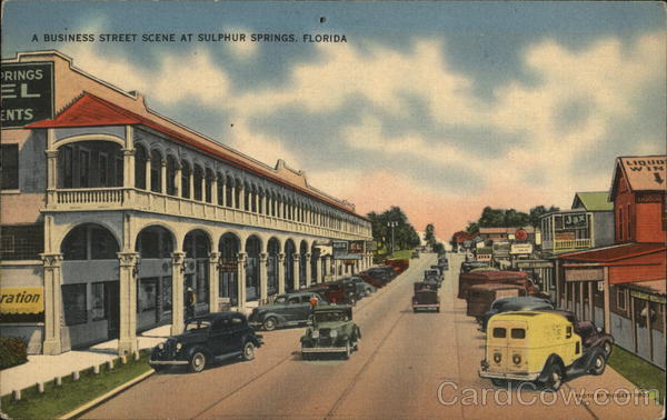 A business street scene at Sulphur Springs Florida