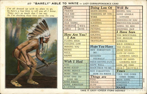 Barely Able to Write - Lazy Correspondence Card Correspondence Cards