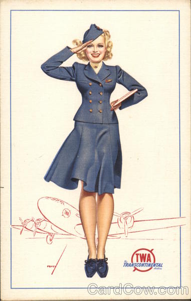 TWA Transcontinental Stewardess Airline Advertising