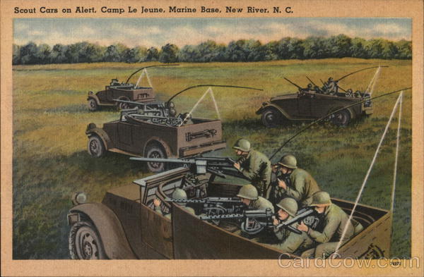 Scout Cars on Alert, Camp Le Jeune Marine Base New River North Carolina