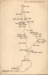 Map of Lake Winnisquam, N.H. Postcard