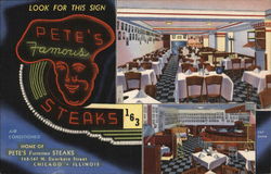 Original Pete's Famous Steaks Chicago, IL Postcard Postcard Postcard