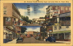Business District, showing Upper and Lower Main St. Postcard