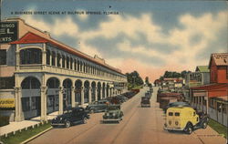 A business street scene at Sulphur Springs Postcard