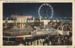 Playland at Night Wildwood-by-the-Sea, NJ Postcard Postcard Postcard