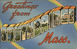 Greetings from Southbridge, Mass. Massachusetts Postcard Postcard Postcard