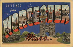 Greetings From Worcester Mass. Postcard