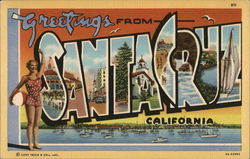 Greetings from Santa Cruz California Postcard Postcard Postcard