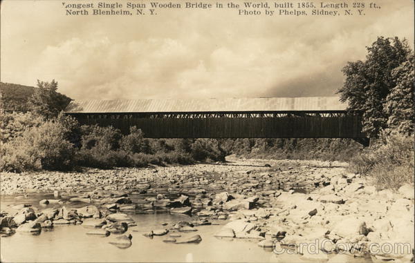 Longest Single Span Wooden Bridge in the World, Built 1855, Length 228 ft. North Blenheim New York