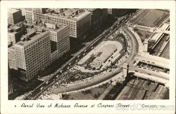 Aerial View of Michigan Avenue at Congress Street Chicago Illinois