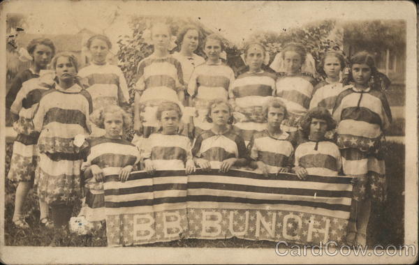 B.B. Bunch - Group of young girls dressed in stars and stripes holding banner