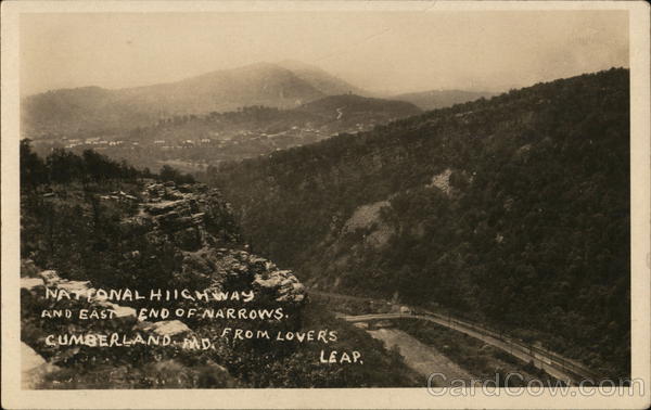 National Highway and East End of Narrows from Lover's Leap Cumberland Maryland