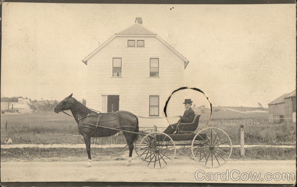 Horse Drawn Cart In Front of Home - Mail Carrier Greenleaf Wisconsin