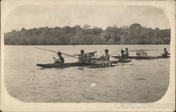 Men in Outrigger Canoes