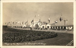 1936 Flags of Nations at Olympic Village Los Angeles, CA Olympics Postcard Postcard Postcard