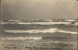 View of Waves on Beach Muskegon, MI Postcard