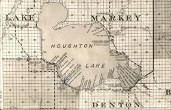 Map of Lake Markey, Houghton Lake Denton Michigan Postcard Postcard Postcard