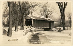 Covered Bridge in Winter Postcard