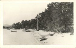 Boats Pulled Up on Beach Postcard