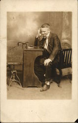 Fred B. Russell on Phone Telephones Postcard Postcard Postcard