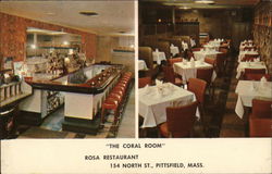 The Coral Room, Rosa Restaurant Pittsfield, MA Postcard Postcard Postcard