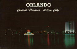 Centennial Fountain at Night in Lake Eola Postcard