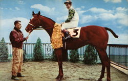 Summer Tan in Winner's Circle Delaware Township, NJ Horse Racing Postcard Postcard Postcard
