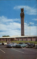 Provincetown Museum with Pilgrim monument in background, Provincetwown, Cape Cod, Mass. Postcard