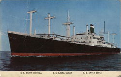 SS Santa Monica S. S. Santa Clara S. S. Santa Sofia Postcard