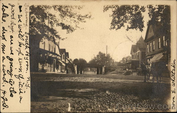 Street Scene, kids playing Horses on the street. Circa 1907 South Byron New York
