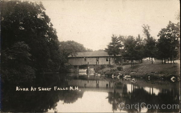 Covered Bridge and River Short Falls New Hampshire