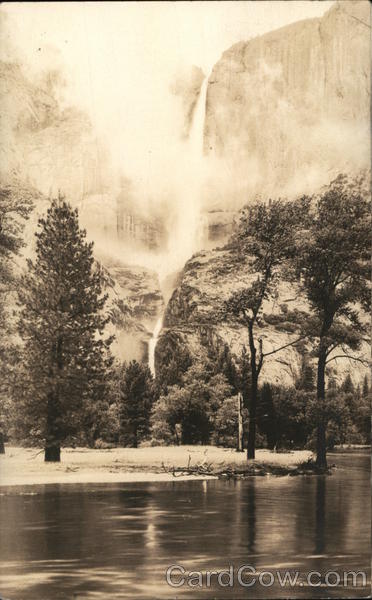 View of Yosemite Falls and Merced River - Yosemite National Park California