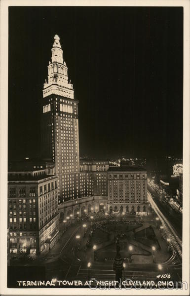 Terminal Tower at Night Cleveland Ohio