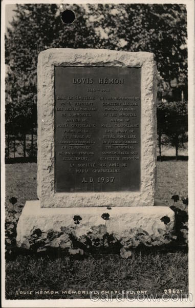 Louis Hemon Memorial Chapleau Canada Ontario