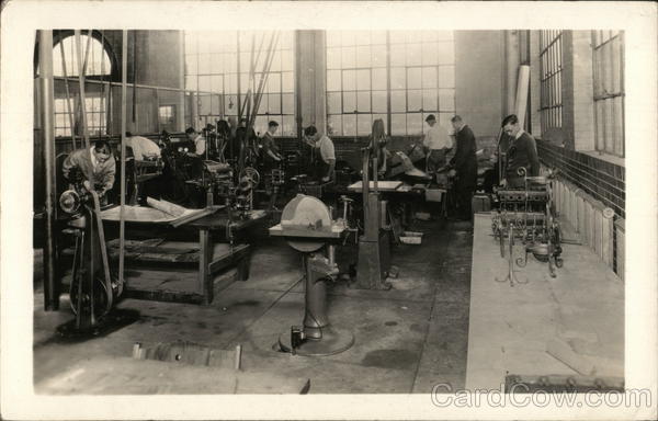 Young men working in woodshop Ann Arbor Michigan