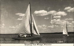 Sail Boating - Greetings from Winegar, Wisconsin Presque Isle, WI Postcard Postcard Postcard