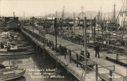 Fishermen's Wharf as seen thru Tarantino's Windows Postcard