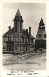 Library and Bell Tower Uxbridge, ON Canada Ontario Postcard Postcard Postcard